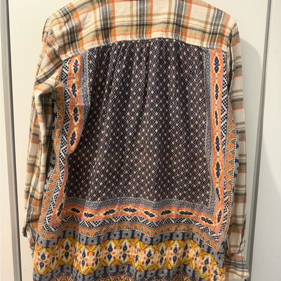 Ivy Jane Cream and Orange Plaid Button Down Shirt - Picture 2 of 4